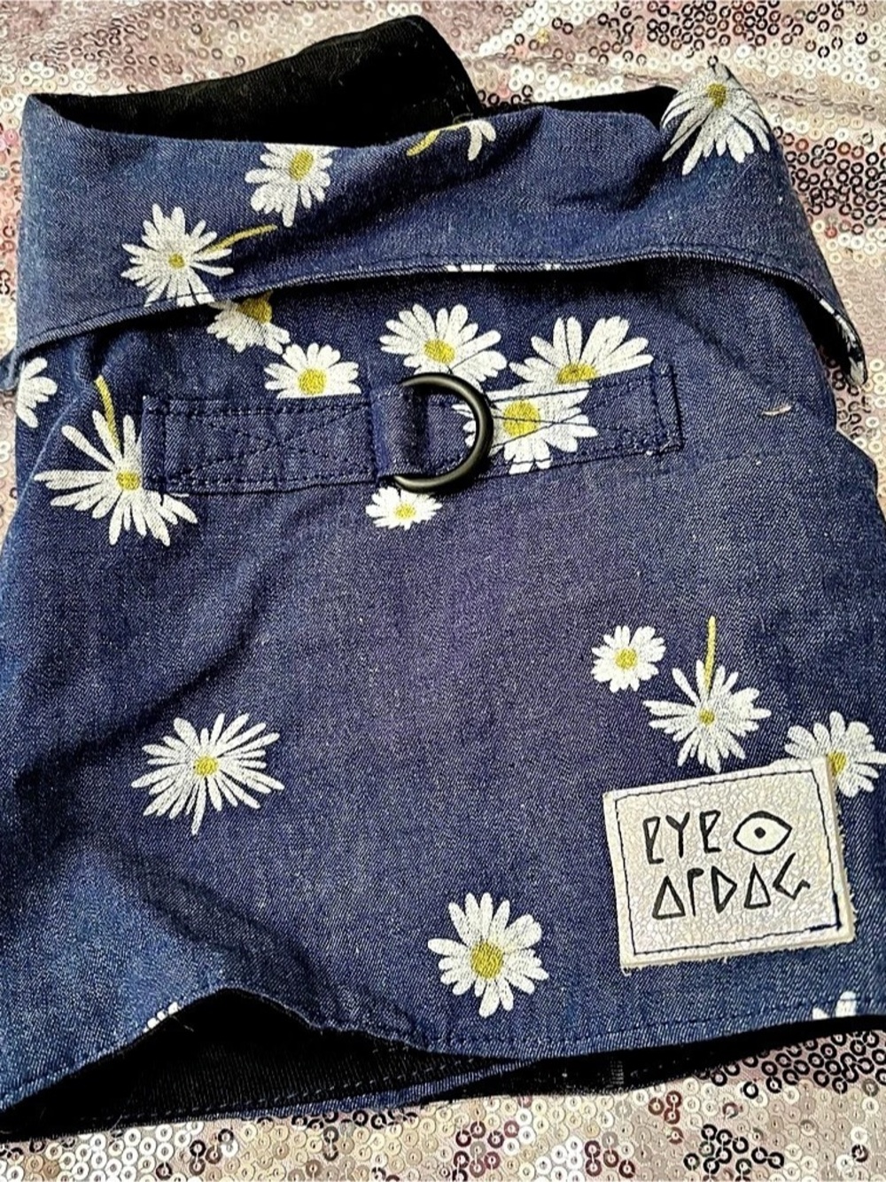 Floral Dog Harness Dress in Blue & White